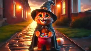Cute sad cat trick or treat