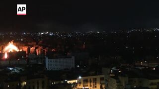 Video captures large explosion in Beirut as Israel strikes hit Lebanon.