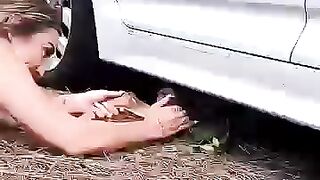 Young lady rescued a fawn and then adopted it #shorts