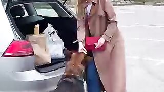 Gesto commovente di un cane con sorpresa in auto #shorts