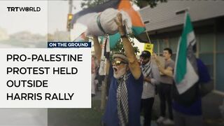 Pro-Palestine protest held outside Harris rally