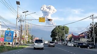 Mount Merapi eruption in West Sumatra, Indonesia