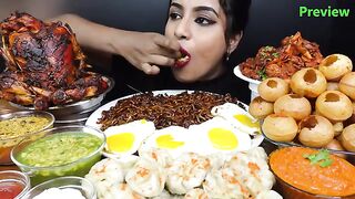 ASMR Eating Spicy Pani Puri,Momos,Whole Chicken,Noodles South Indian Street Food ASMR Eating Mukbang