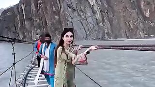 Living life on the edge, one step at a time | Hussaini Bridge | Hunza #travel #viralvideo