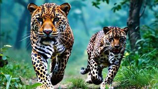 Kling AI - leopards walk.