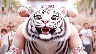 Cute baby and lion by AI