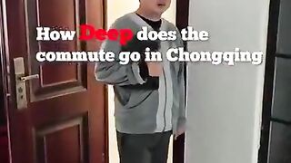 This gentleman in China shows how far down he must go to get to his office