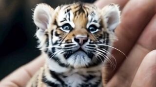 tiger baby on hand
