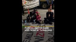 Protests against trade with Israel at Turkey port
