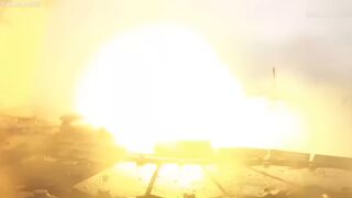 Russian tanks storm urban battlefield blasting Ukrainian fortifications