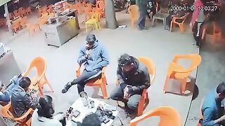 Robbery at restaurant CCTV footage