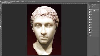 reconstruction of the statue of Cleopatra into a real-world face