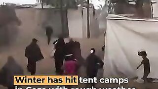 Palestinians face heavy rain in Gaza’s tent camps as winter arrives