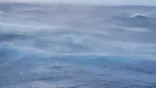 caught in a storm in the middle of the Atlantic Ocean