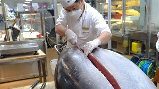 209kg Giant Tuna Cutting Show / 거대한 참치 해체 쇼 / 209公斤巨大鮪魚切割