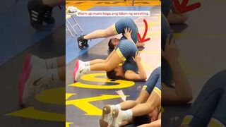 Warm up muna bago lumaban ng wrestling anak ko