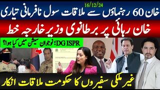 خان 60 رہنماؤں سے ملاقات سول نافرمانی تیاری; خان رہائی پر برطانوی وزیرخارجہ خط,
