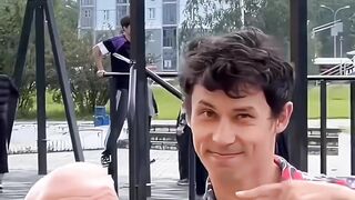 Prank disguised as a grandfather
