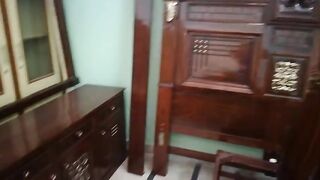Chinioti bed set high gloss natural polish
