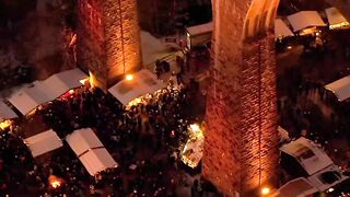Christmas fair in the Ravenna Gorge under the Ravennaschlucht viaduct, Germany