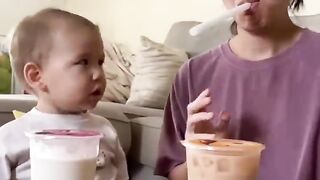 Boba straw challenge with my toddler #boba #shorts.