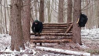 Building a Warm Winter Shelter for Survival in the Wild Woods. Winter Bushcraft. ASMR#BuildingAShelt