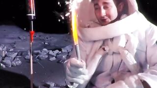 Lightening firework on moon