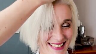 She got a grey buzzcut????