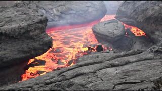 Massive Lava Flows as Russia's Plosky Tolbachik Volcano Erupts After 40 Years