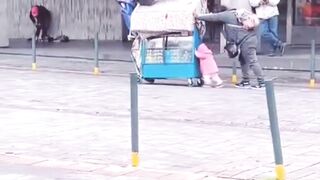 He's not just pushing the cart