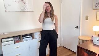 SHAOBGE Oversized Wide Leg Sweatpants Women Elastic Drawstring Straight Leg