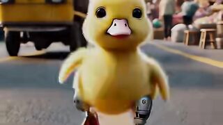 A disabled duckling helps his cat friend ????
