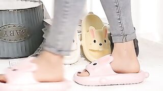 Cute Rabbit Slippers For Kids Women Summer Home Shoes Bathroom Slippers
