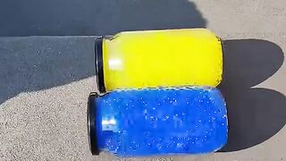 Blue Or Yellow glass Bottles Crushing Crunchy Soft things shorts asmrsounds satisfying
