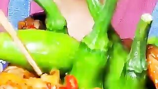 Spicy chicken with spicy fried vegetables