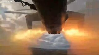 Russian attack helicopters spray missiles at Ukrainian ground targets