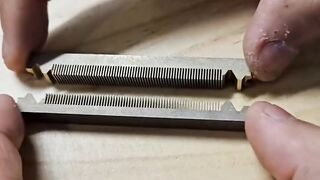 This is an X-Ray collimator made from tungsten made with a wirecutting machine.