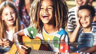 Little boy playing guitar