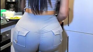 Beautiful Model Working at Home showing her big back