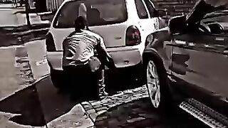 A bodybuilder moved a car.