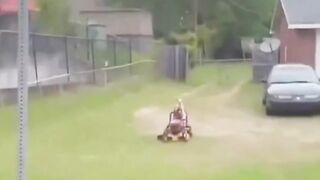 Guy Finds Dog On Lawn Mower And Is In Complete Disbelief
