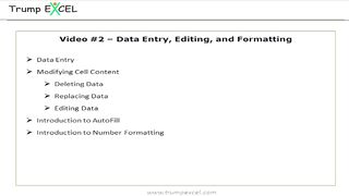 Excel Course: Lesson 2 - Data Entry, Editing, and Number Formatting