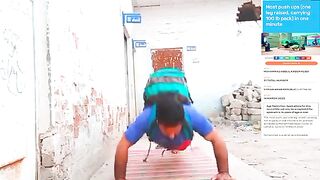 GUINNESS WORLD RECORD | MOST ONE LEG RAISED PUSHUPS WITH 100LB