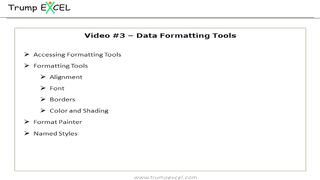 EXCEL COURSE : Lesson 3 - Data Formatting in Excel