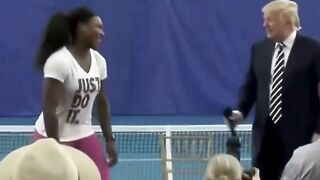 Trump playing tennis with Serena