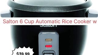 Salton 6 Cup Automatic Rice Cooker with Food Steaming Basket, Measuring Cup