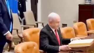 Trump waited for Netanyahu to sit down, then brought him a chair to the table himself...