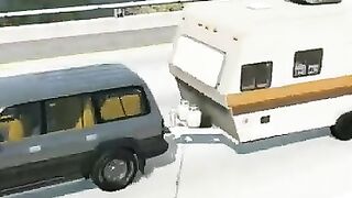 Landing accident in front of a dangerous bump _ car accidents