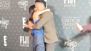 Michelle Yeoh _ Jon M. Chu embrace after his Best Director win. _CriticsChoice Awards _AwardsSeason