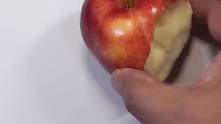 Draw a girl in an apple_ color pencil drawing